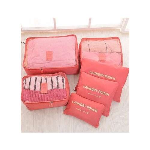 Bőrönd rendszervező készlet (6 db) - rózsaszín