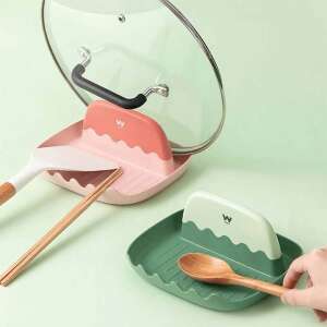 Küchenutensilienhalter mit Deckelständer, grün und rosa, 2er Pack - Küchenaccessories