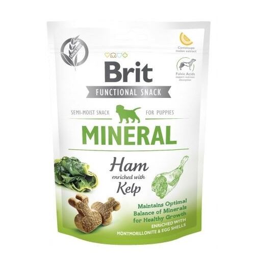 Brit Mineral Puppy Ham & Kelp Recompense pentru câini, 150g. Gustare semi-umedă pentru o creștere sănătoasă.