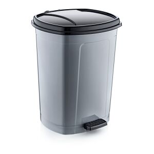 Coș de gunoi cu pedala, argintiu și negru, 50L, cu găleată interioară detașabilă - Cosuri de gunoi