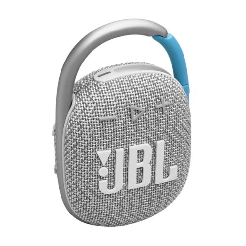 JBL Clip 4 ECO hordozható Bluetooth hangszóró, fehér, elölnézet