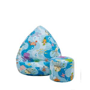 Gyerek babzsákfotel lábtartóval AGA 3446 - Tengeri állatos