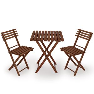 Dechland 2 person folding wooden balcony set #dark brown 127490845