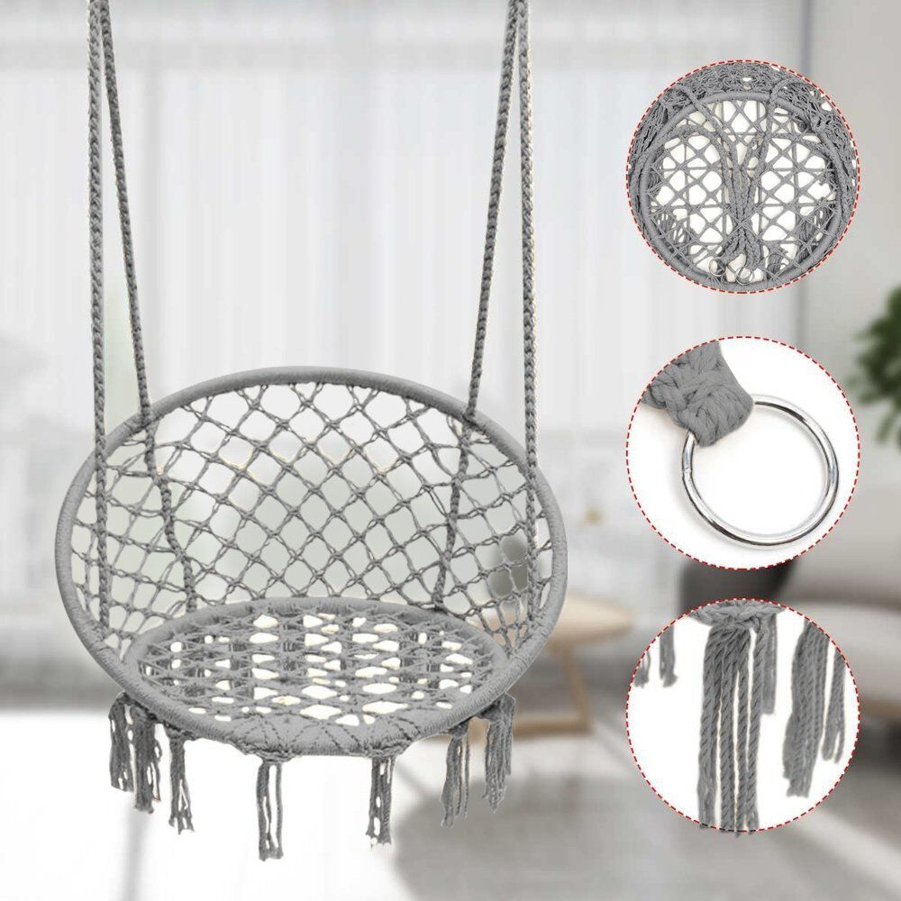 E-shop Vysoká stolička Funfit Garden macramé - sivá