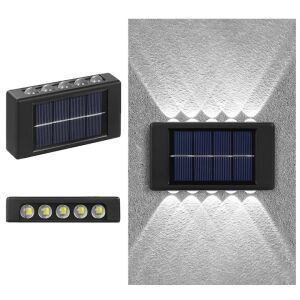 Слънчева стенна лампа NEXTLY, черна, 10 LED, студена бяла, водоустойчива, градинска декорация - Nonbrand Слънчев фенер