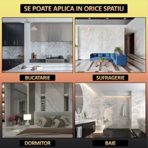 NEXTLY aplicare tapet marmorat autoadeziv în bucătărie, sufragerie, dormitor, baie - Construcții și renovări