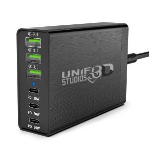Stație de încărcare USB-C 96W cu 6 porturi pentru iPhone, iPad, Samsung, Android, AirPods, Switch - Încărcător de telefoane