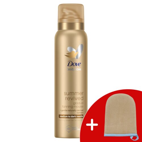 Dove Summer Revived Автобронзираща пяна за средна до тъмна кожа 150ml с ръкавица за нанасяне