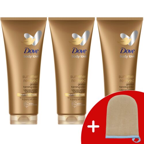 Dove Summer Revived Önbarnító Testápoló 3x200ml Önbarnító Kesztyűvel
