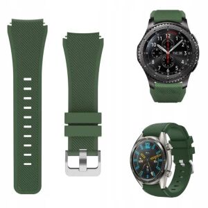 Sötétzöld szilikon óraszíj Huawei GT 2/3/4/5 PRO 46mm, Samsung Galaxy Watch 46mm/3 45mm, Gear S3, Amazfit GTR 4 3 2 Pro 47mm, Xiaomi Mi Color S1 okosórához - Okosóra szíj