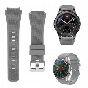Szilikon szíj Huawei GT 2/3/4/5 PRO 46mm, Samsung Galaxy Watch 46mm/3 45mm, Gear S3, Amazfit GTR 4 3 2 Pro 47mm, Xiaomi Mi Color S1 karóra, szürke 127546940 - Okosóra szíj