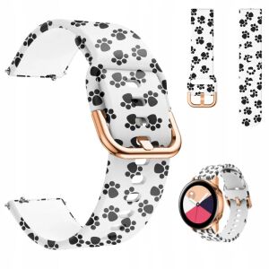 Szíj 20mm fehér szilikon óraszíj tappancs mintával Huawei, Samsung, Amazfit okosórákhoz - Okosóra szíj