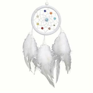 Álomfogó, álomcsapda, tollas, jó álmot őrző, indián, rossz álom ellen védő dekoráció, falidísz, fehér, 7,5x30 (20) cm #177 127551287 - Álomfogó