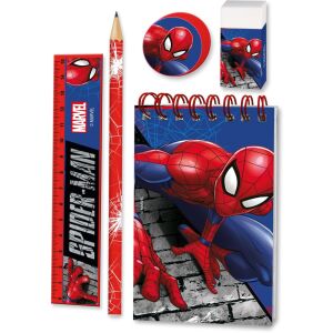 Комплект канцеларски материали Marvel Spider-Man с линийка, молив, гума, острилка и тетрадка - Крит