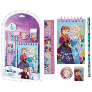Комплект канцеларски материали Disney Frozen с линийка, молив, гума, острилка и тетрадка с Анна и Елза - Крит