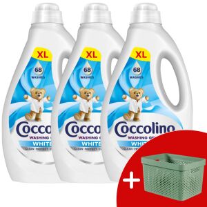 Coccolino White folyékony Mosógél 3x2,72L - 204 mosás + Ajándék Curver Infinity Mosószertartó Kosár 17L