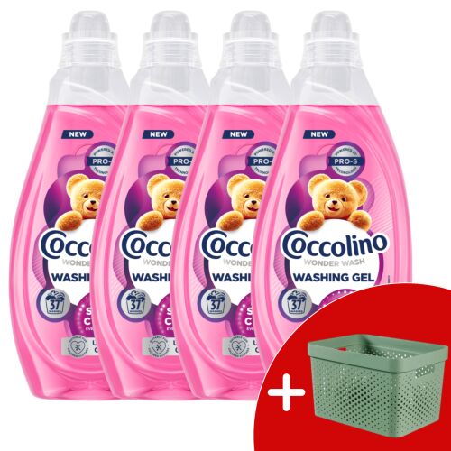 Coccolino Wonder Wash Mosógél Gyors mosáshoz Ultra Care 148 mosás 4x1480ml + Ajándék Curver Infinity Mosószertartó Kosár 17L 