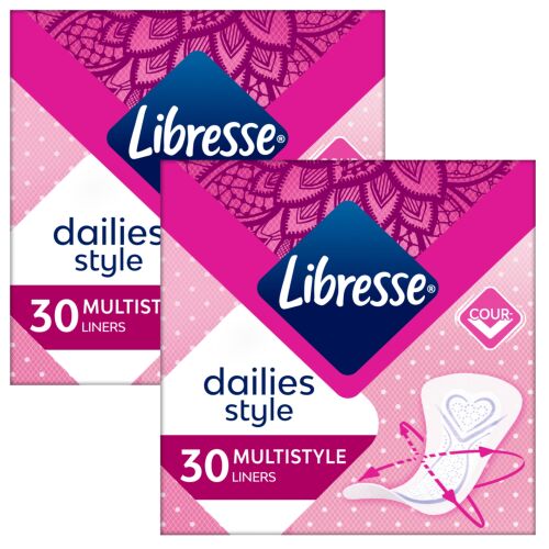 Libresse Dailies Style Multistyle Slipeinlagen 2x30 Stück, tägliche Slipeinlagen für Frauen