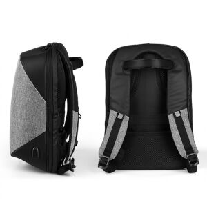 Charlie anti-theft batoh na notebook, 15,6 palcov, sivý, zobrazuje obe strany batohu - Príslušenstvo k notebookom