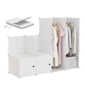 Dulap modular cu raft și accesorii, alb - Dulapuri