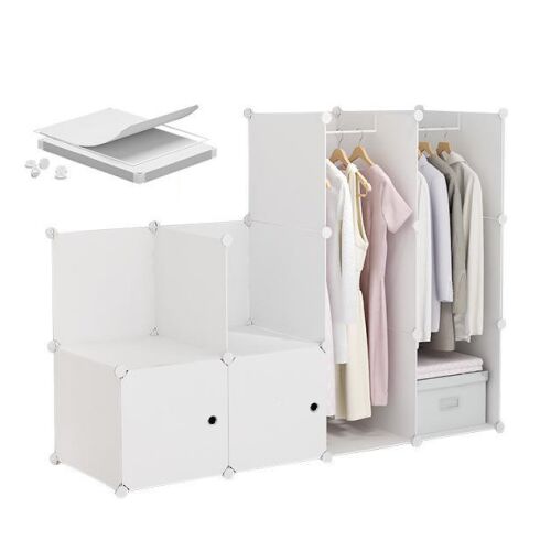 Modularer Kleiderschrank mit Regal und Zubehör, weiß