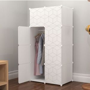 Dulap modular alb cu haine atârnate în interior - Dulapuri