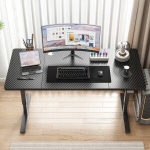 Elektromos emelős íróasztal 160 cm fekete színben, állítható magasságú asztal monitorral, billentyűzettel és kiegészítőkkel - Rebiko