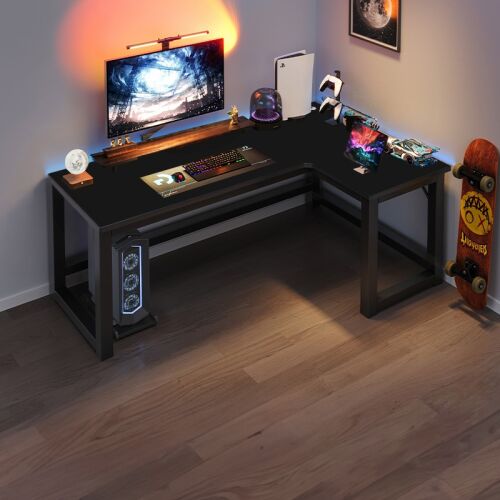 Corner gaming számítógépes íróasztal modern fekete loft 140cm