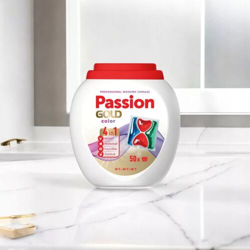 Passion Gold Color 4 az 1-ben folyékony mosókapszula színes ruhákhoz, 50 db