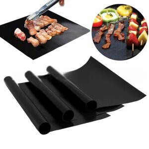 Teflon tapadásmentes, újrafelhasználható, fekete, BBQ grill, 33x40 cm, 5 lap