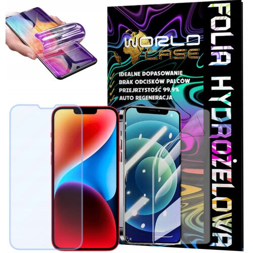 WORLD CASE iPhone 14 Plus hidrogél képernyővédő fólia, felhelyező készlet és csomagolás - Mobiltelefon kiegészítő