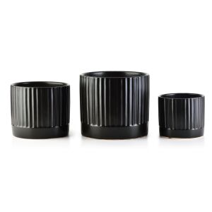 NEVA 3 darabos készlet fekete matt csíkokXL 18xh16cm L 15xh13cm M12xh10cm L 15xh13cm M12xh10cm