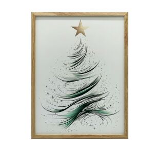 VÁSZON KÉP FALRA KARÁCSONYI TÉLI RAJZÁS 50X70 CM FEKETE KERET 127602514 - Falikép