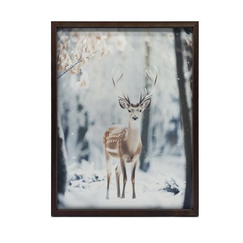 FALI PLAKÁT ARANY KERETBEN TÉLI FIATAL SZARVASZERDŐ 40x50 CM