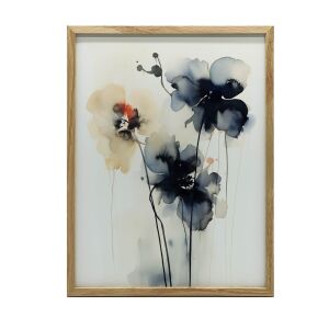 KERET FALI PLAKÁT VIRÁGOK Akvarell 50x70 CM FEKETE KERET 127627520 - Falikép