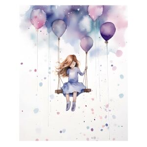 Dziewczynka na huśtawce, 50x70 cm, rama aluminiowa złota, papier matowy 230 gsm 127636715 - Falikép