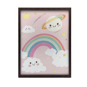 FALI PLAKÁT ARANY KERETBEN VIDÁM BOLYGÓ SZIVÁRVÁVAL 50x70 CM 135905052 - Falikép