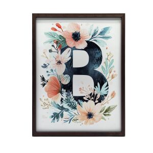 FALI PLAKÁT KERETBEN B BETŰ VIRÁGOK ARANY KERET 50x70 CM 135823352 - Falikép