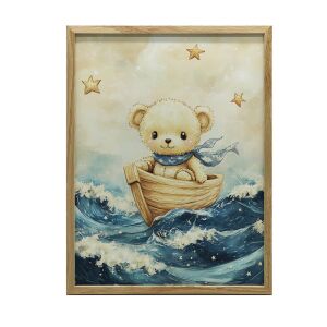 ALUMÍNIUM KERETES FALI PLAKÁT ARANY MEDVE ŁÓDŹBAN 40x50 CM 127676828 - Babaszoba dekoráció