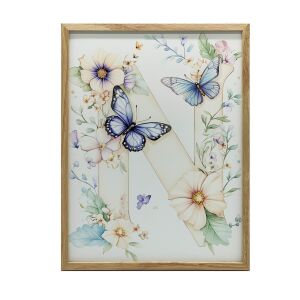 PLAKÁT FALRA ARANY KERETBEN, VIRÁGOS N BETŰ PIKKEL 50x70 127679768 - Falikép