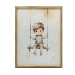 Chłopiec na huśtawce, 30x40 cm, rama aluminiowa czarna, papier matowy 230 gsm 127696081 - Lakberendezés