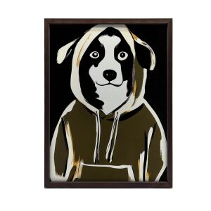 FALI PLAKÁT ARANY KERETBEN ARNYOS KUTYA PULCSOSBAN 50X70 CM 135871496 - Falikép