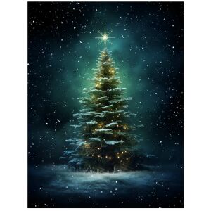 KERET FALI PLAKÁT KARÁCSONYFA AZ ÉJSZAKAI RAJTÁSBAN 30x40 CM 127749769 - Lakberendezés