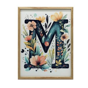 FALI PLAKÁT ALUMÍNIUM KERETBEN M BETŰ VIRÁGOK 50x70 CM 127759692 - Falikép
