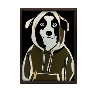 KERET FALI PLAKÁT FEKETE ARNYI KUTYA PULCSINGBEN 30X40 CM 127762577 - Lakberendezés