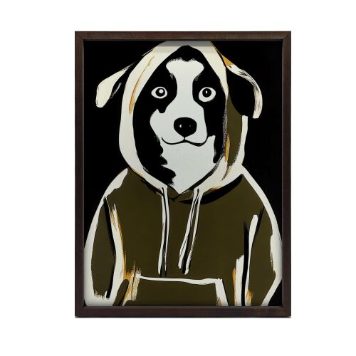 KERET FALI PLAKÁT FEKETE ARNYI KUTYA PULCSINGBEN 30X40 CM 127762577