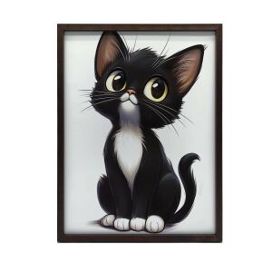 ARANY ALUMÍNIUM KERETES FALRA PLAKÁT, FEHÉR MACSKA 40x50 127765875 - Falikép