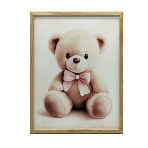 ALUMÍNIUM KERETES FALI PLAKÁT ARUKOS MEDVE, RÓZSASZÍN NYAKKÓ, 30x40 CM 127766162 - Babaszoba dekoráció