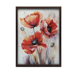 KERET FALI PLAKÁT FEKETE TAVASZI MÁK VIRÁGOK 30x40 CM 127767635 - Lakberendezés