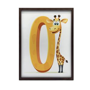 Mosolygó zsirf és az O betű poszter, 30x40 cm, fekete alumínium keret, Harmony Posters - Lakberendezés